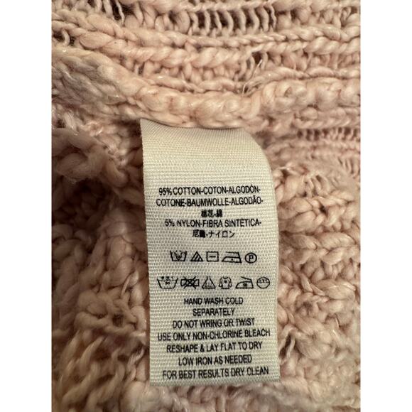 Free People Fun Times Rose Chunky Slub Open Knit Drop Shoulder Cardigan Sweater - Picture 7 of 7